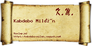 Kabdebo Milán névjegykártya