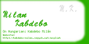 milan kabdebo business card
